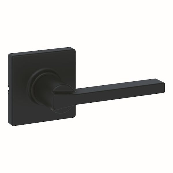 Casey Lever with Square Rose Passage Door Lock with 6AL Latch and RCS Strike Matte Black Finish